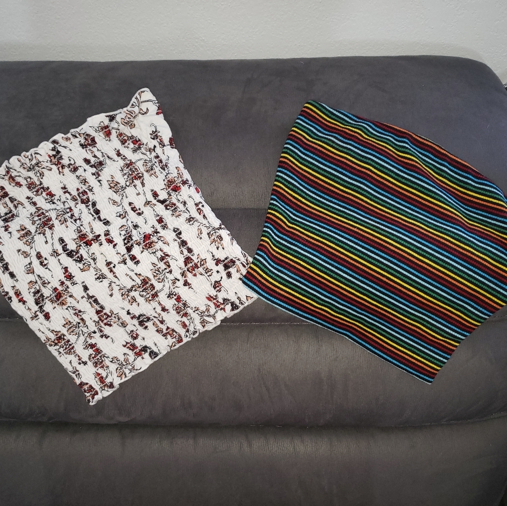 Love culture rainbow tube top.  A'GACI floral tube top
